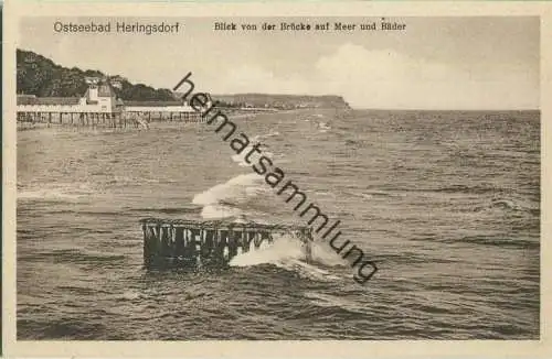 Heringsdorf - Blick von der Brücke auf Meer und Bäder - Verlag Karl Friedrich Heringsdorf 30er Jahre