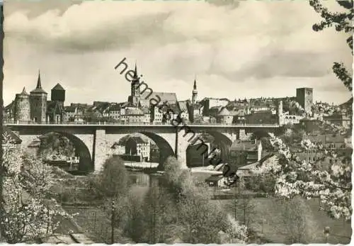 Bautzen - Friedensbrücke mit Altstadt - Foto-Ansichtskarte Grossformat - VEB Volkskunstverlag Reichenbach 50er Jahre