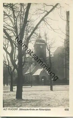 Berlin-Neukölln - Alt-Rixdorf - Böhmische Kirche am Richardplatz - Foto-Ansichtskarte 40er Jahre
