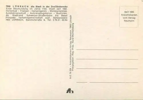 Lörrach - Luftbild - AK-Grossformat - Verlag Neumann Lörrach