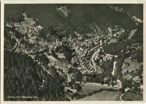 Triberg vom Flugzeug aus - Foto-Ansichtskarte Grossformat - Strähle-Luftbild - Verlag A. Weber Stuttgart 30er Jahre