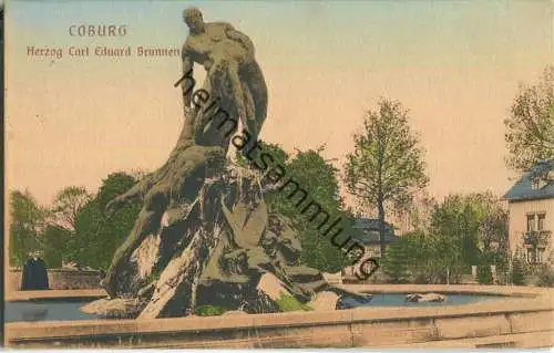 Coburg - Herzog Karl Eduard Brunnen - Feldpost - Verlag August Hermann Coburg 1908