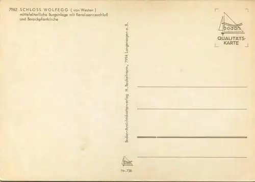 Schloss Wolfegg - Flugaufnahme - AK-Großformat - Verlag H. Bockelmann Langenargen