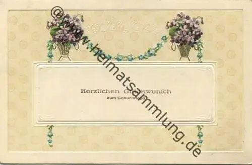 Geburtstag - Veilchen - Prägedruck gel. 1914