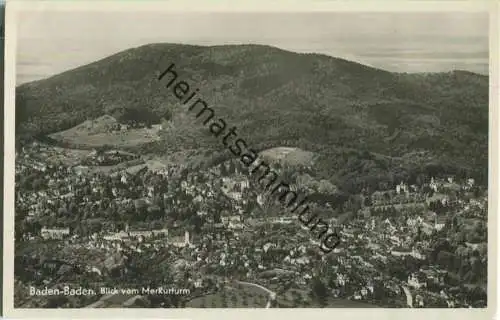Baden-Baden - Blick vom Merkurturm - Foto-Ansichtskarte 30er Jahre - Verlag Gebr. Metz Tübingen