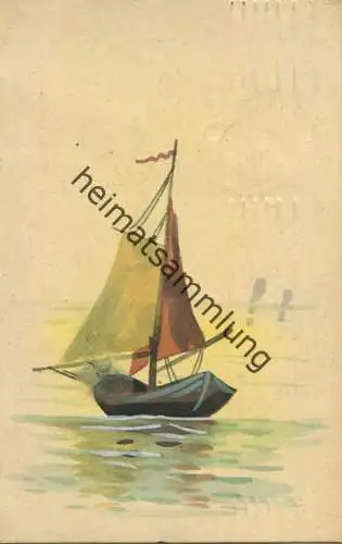 Segeljolle - Hand- und Spritzmalerei - Künstlerkarte E. von Ottenfeld Berlin - gel. 1909