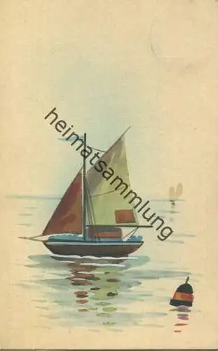 Segeljolle - Hand- und Spritzmalerei - Künstlerkarte E. von Ottenfeld Berlin gel. 1909