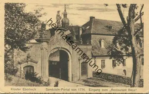 Eberbach - Sandstein-Portal von 1774 - Eingang zum Restaurant Ress - Inhaber Balth. Ress Weingutbesitzer