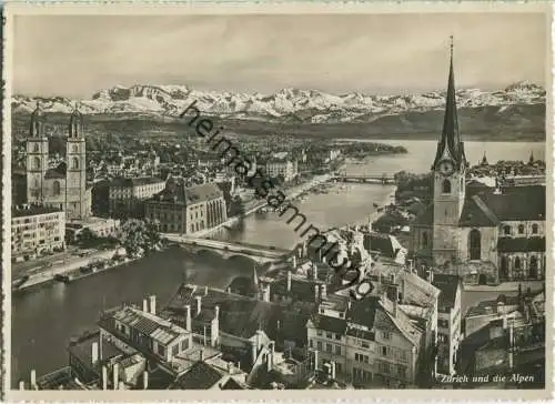 Zürich und die Alpen - Foto-Ansichtskarte Grossformat - Verlag Photoglob-Wehrli & Vouga & Co. AG Zürich 40er Jahre