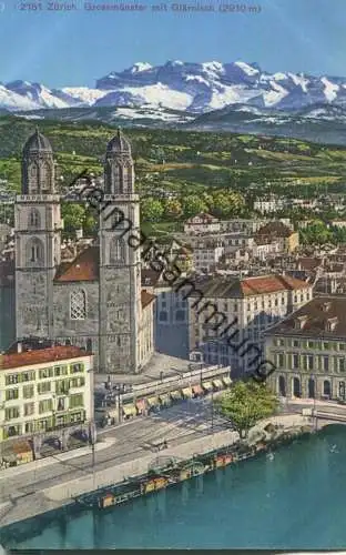 Zürich - Grossmünster mit Glärnisch - Edition Photoglob Zürich 20er Jahre