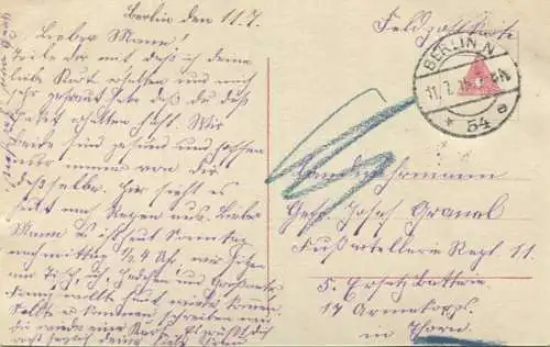 Gedenke mein - Nr. 3662/2 - Feldpost - gel. 1915