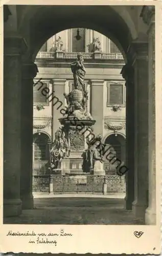 Salzburg - Mariensäule vor dem Dom - Foto-Ansichtskarte