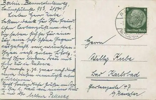 Berlin Baumschulenweg - Baumschulenstrasse mit Kirche und Vaterhaus - Verlag J. Goldiner Berlin gel. 1941
