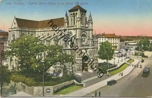 Geneve - Eglise Notre-Dame et la place Cornavin - Edition Jaeger Geneve