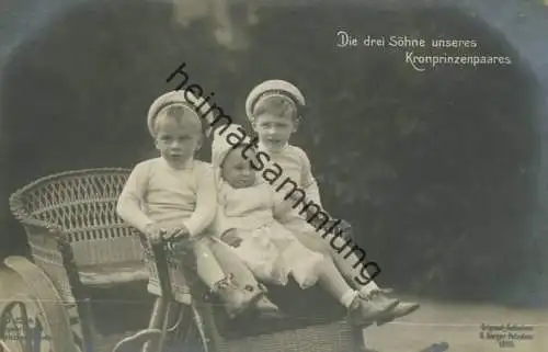 Preussen - Die drei Söhne unseres Kronprinzenpaares - Aufnahme G. Berger Potsdam 1910 - Verlag Photochemie Berlin