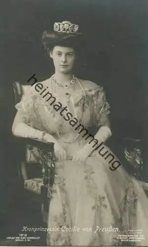 Kronprinzessin Cecilie von Preussen - Verlag Gustav Liersch & Co. Berlin - Phot. E. Bieber Berlin & Hamburg
