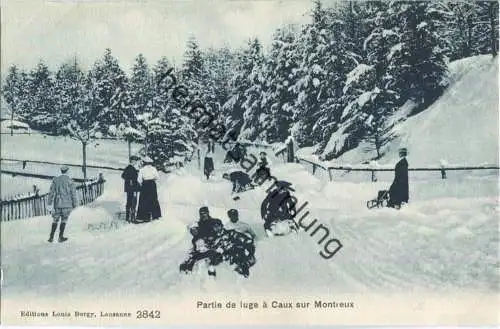 Caux - Partie de luge - Verlag Louis Burgy Lausanne