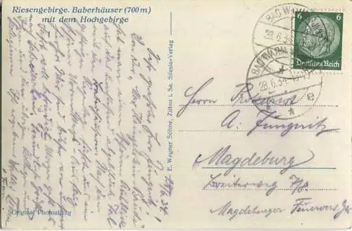 Borowice - Baberhäuser - Foto-Ansichtskarte - Verlag E. Wagner Söhne Zittau