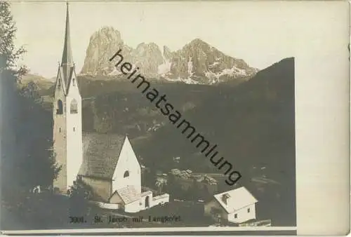 St. Jakob mit Langkofel - Foto-Ansichtskarte 1910 - Verlag Gebr. Bährendt Meran