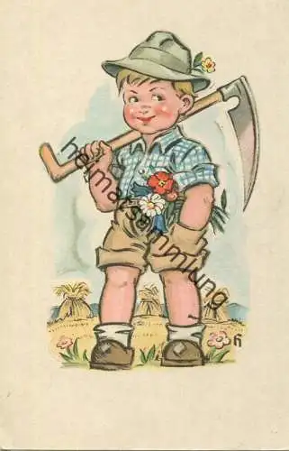 Kleiner Bauer - Junge mit Sense