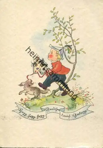 Hopp hopp hopp... - Junge auf einem Steckenpferd - AK Großformat - Flechsig Kunstkarte Nr. 722