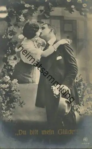 Liebespaar - Du bist mein Glück - Foto-AK gel. 1916