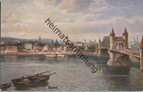 Bonn - Rheinbrücke - Künstler-Ansichtskarte