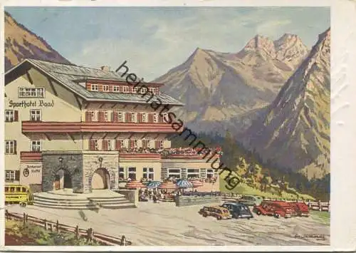 Baad-Mittelberg - Alpen-Sporthotel Baad - Künstlerkarte signiert A. Munding - Verlag Julius Eller & Söhne Schwenningen -
