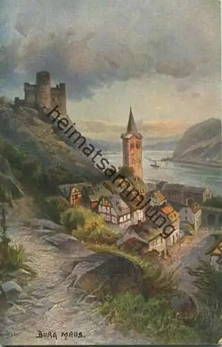 Burg Maus  - Künstler-Ansichtskarte - Verlag Hoursch & Bechstedt Köln