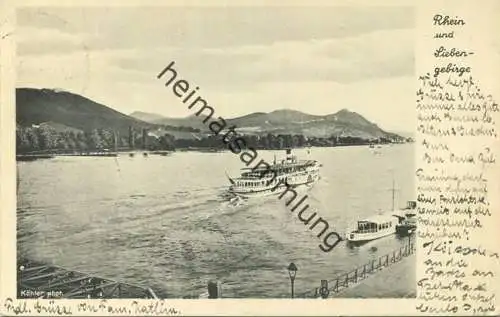 Rhein mit Siebengebirge - Verlag Köhler Bonn - gel. 1937