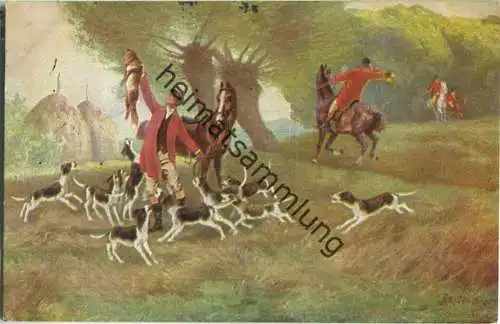 Jagd - Jagdhunde - Jäger - Pferde - signiert R. Kämmerer