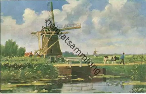 Windmühle - Künstlerkarte - signiert J. Oudes
