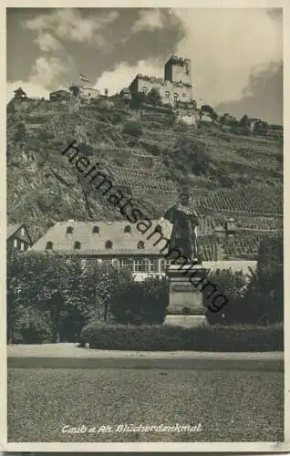 56349 Caub am Rhein - Blücherdenkmal - Foto-Ansichtskarte 30er Jahre - Verlag Ottmar Zieher München