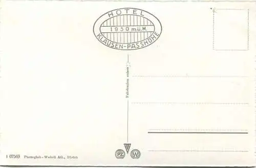 Klausen-Passhöhe - Foto-AK - Verlag Photoglob-Wehrli Zürich