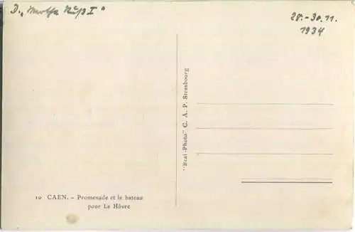 Caen - Promenade ei le bateau pour le Havre - Foto-Ansichtskarte 30er Jahre