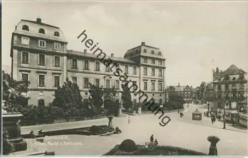 Darmstadt - Schloss - Markt - Rathaus - Strassenbahn - Foto-Ansichtskarte - Verlag Trinks & Co Leipzig