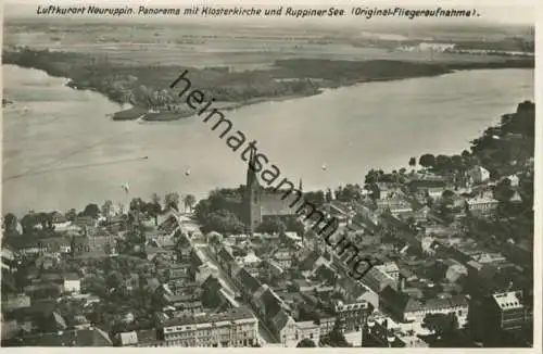 Neuruppin - Panorama mit Klosterkirche und Ruppiner See - Fliegeraufnahme - Foto-AK 30er Jahre - Verlag Max O'Brien Berl