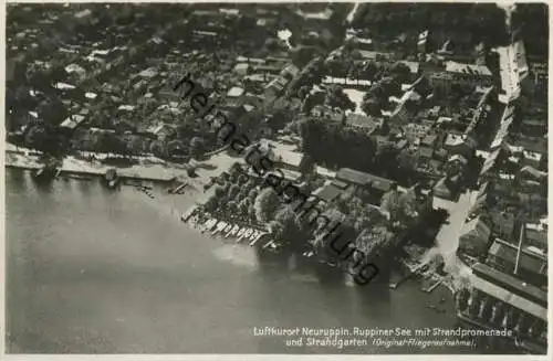 Neuruppin - Ruppiner See mit Strandpromenade - Fliegeraufnahme - Foto-AK 30er Jahre - Verlag Max O'Brien Berlin