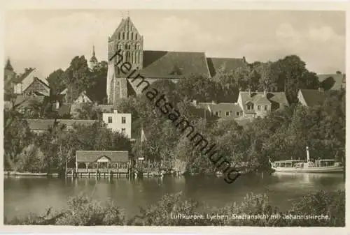 Lychen - Stadtansicht mit Johanniskirche - Foto-AK 30er Jahre - Verlag J. Goldiner Berlin