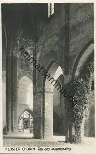 Koster Chorin - Teil des Mittelschiffes - Foto-AK 30er Jahre - Verlag Ludwig Walter Berlin