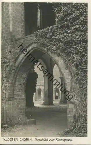 Koster Chorin - Durchblick zum Klostergarten - Foto-AK 30er Jahre - Verlag Ludwig Walter Berlin