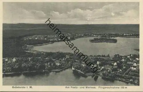 Grünheide i. M. - Am Peetz- und Werlsee - Fliegeraufnahme 150m 1927 - Verlag W. Meyerheim Berlin