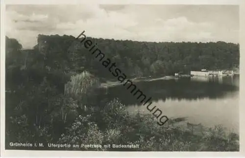 Grünheide i. M. - Uferpartie am Peetzsee mit Badeanstalt - Foto-AK 30er Jahre - Verlag W. Meyerheim Berlin