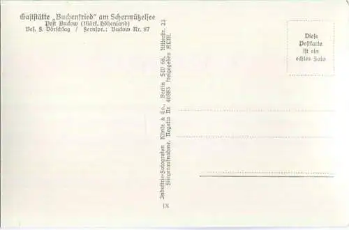 Buckow - Märkisches Höhenland - Gaststätte Buchenfried am Schermützelsee - Foto-Ansichtskarte - Fliegeraufnahme