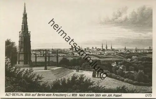 Alt-Berlin - Blick auf Berlin vom Kreuzberg i. J. 1859 - Verlag Ludwig Walter Berlin 30er Jahre