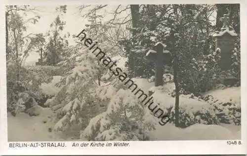 Berlin - Alt-Stralau - An der Kirche im Winter - Foto-AK 30er Jahre - Verlag Ludwig Walter Berlin