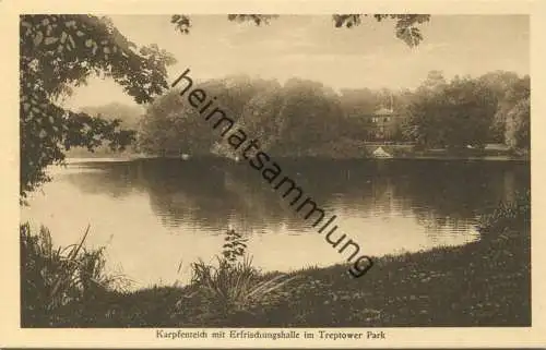 Berlin - Treptow - Karpfenteich mit Erfrischungshalle im Treptower Park 30er Jahre - Verlag J. Goldiner Berlin