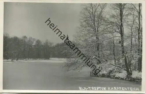 Berlin - Treptow - Karpfenteich im Winter  - Foto-AK 30er Jahre