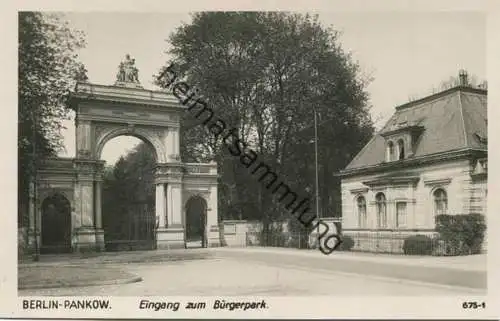 Berlin Pankow - Eingang zum Bürgerpark - Foto-AK 30er Jahre - Verlag Ludwig Walter Berlin