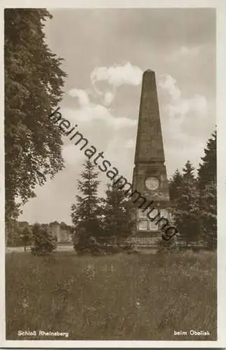 Schloss Rheinsberg - beim Obelisk - Foto-AK 30er Jahre - Verlag Rudolf Lambeck Berlin-Grunewald